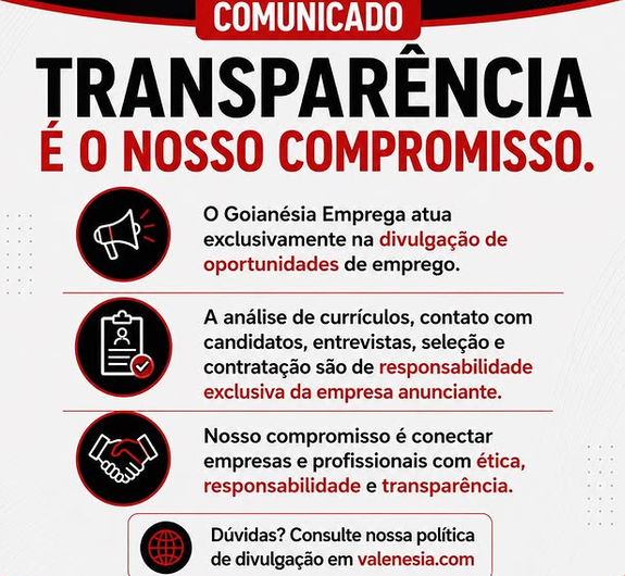 Comunicado de transparência do Goianésia Emprega